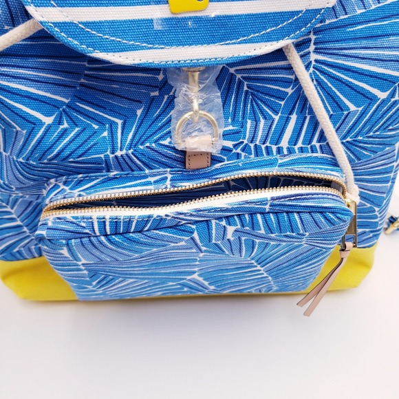 Vineyard Vines Backpack‎ Azure Blue Abstract Leaf Striped Canvas OS main image 6